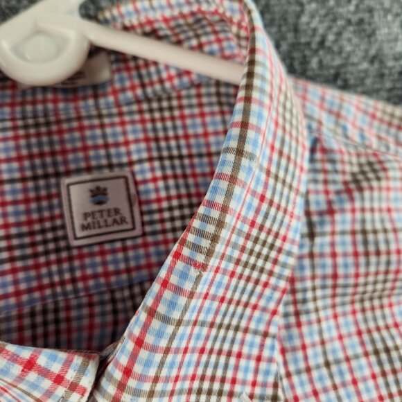 Peter Millar Men Large Multicolor Plaid Long Sleeve Button Up Shirt 100% Cotton - Picture 13 of 16